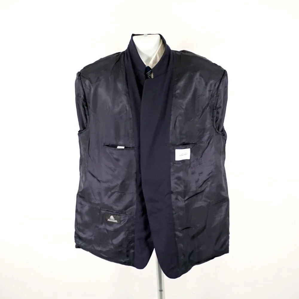 Jospeh & Feiss International Worsted Wool Blue 2 Gold Button Blazer 52R‎ Portly
